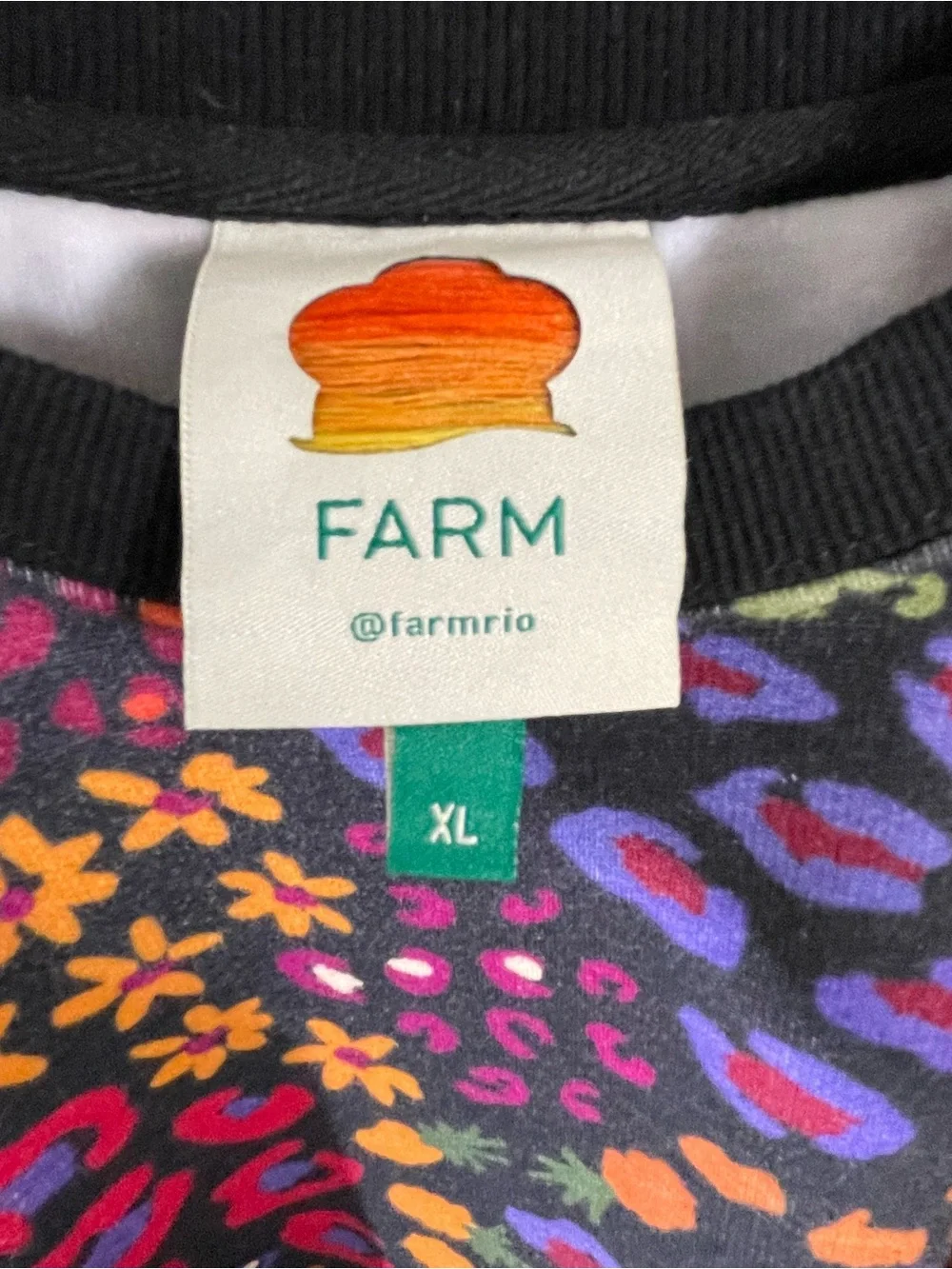 FARM Rio Multicolor Leopard-Print Puff-Sleeve Sweatshirt with Black Trim